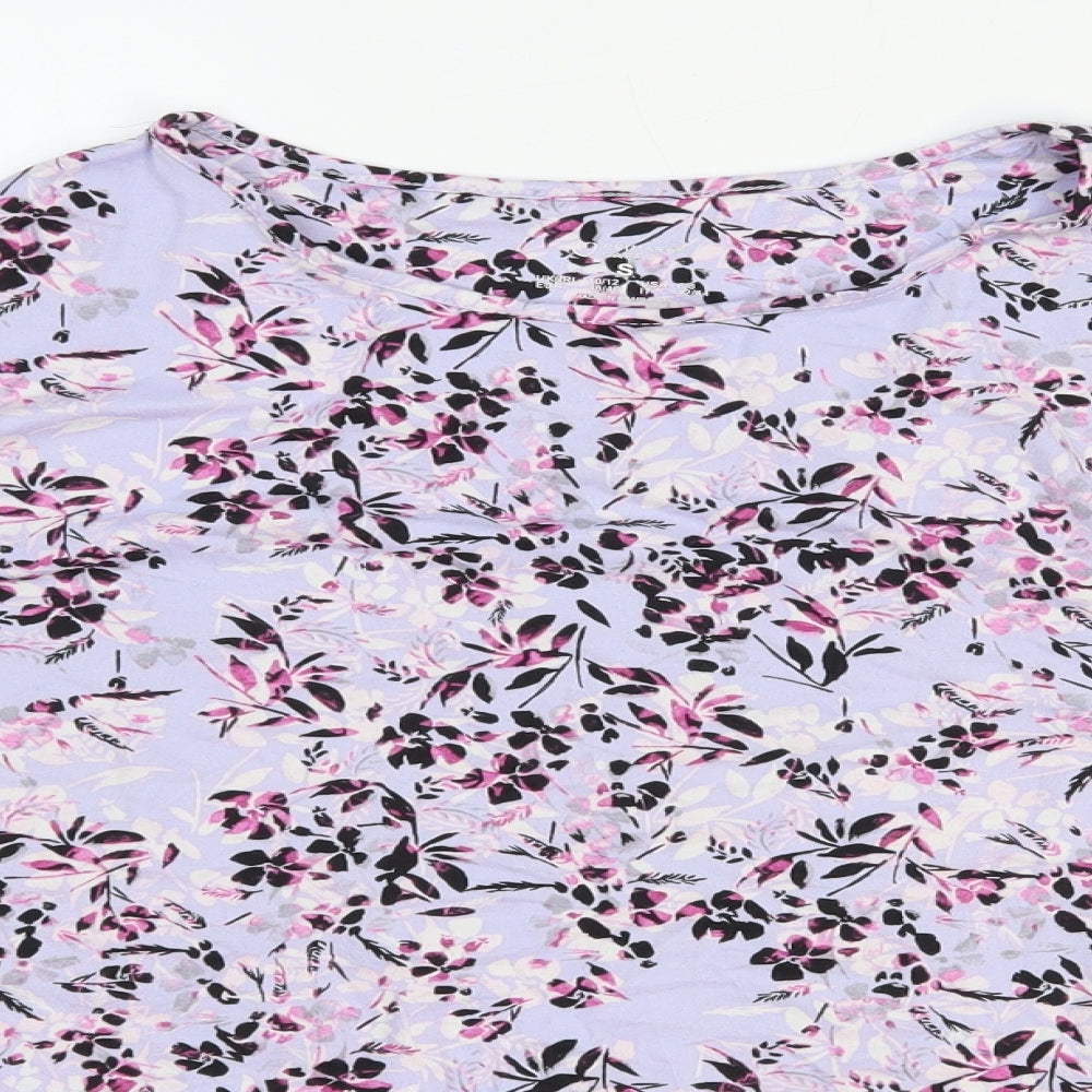 Primark Womens Blue Floral Polyester Basic Blouse Size 12 Boat Neck