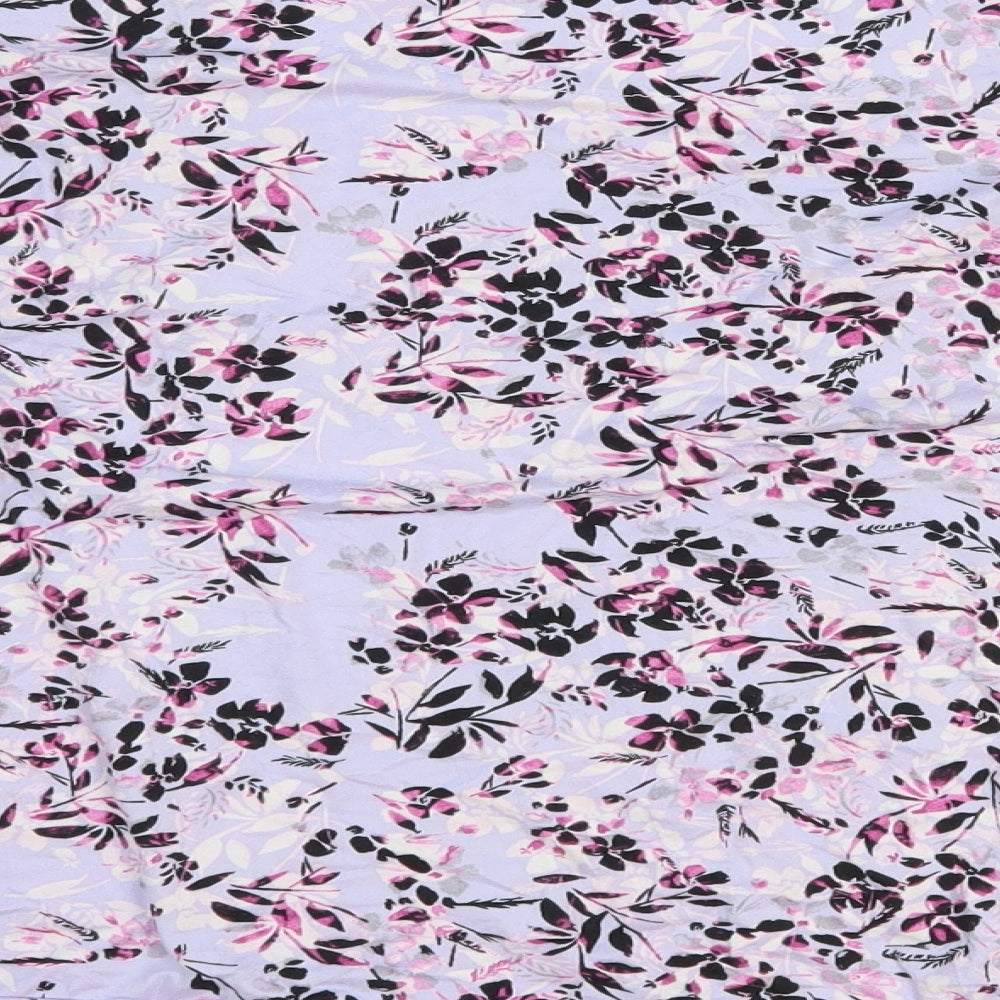 Primark Womens Blue Floral Polyester Basic Blouse Size 12 Boat Neck