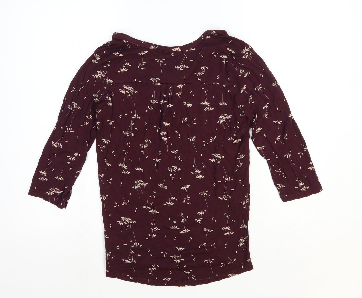 H&M Womens Purple Floral Viscose Basic Blouse Size 8 Henley