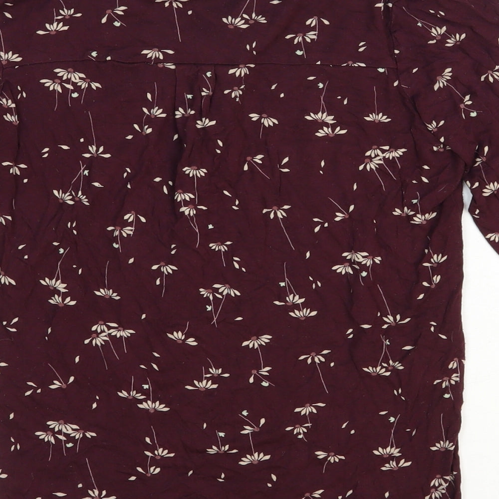 H&M Womens Purple Floral Viscose Basic Blouse Size 8 Henley