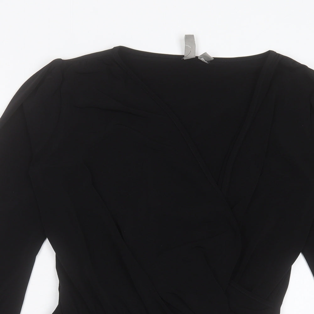 ASOS Womens Black Polyester Bodysuit One-Piece Size 6 Snap