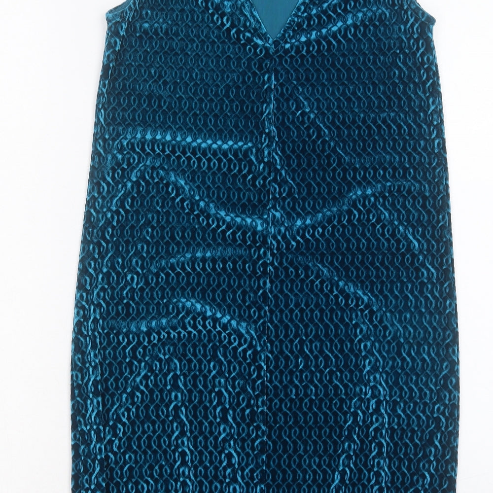 Topshop Womens Blue Polyester Tank Dress Size 10 Round Neck Pullover