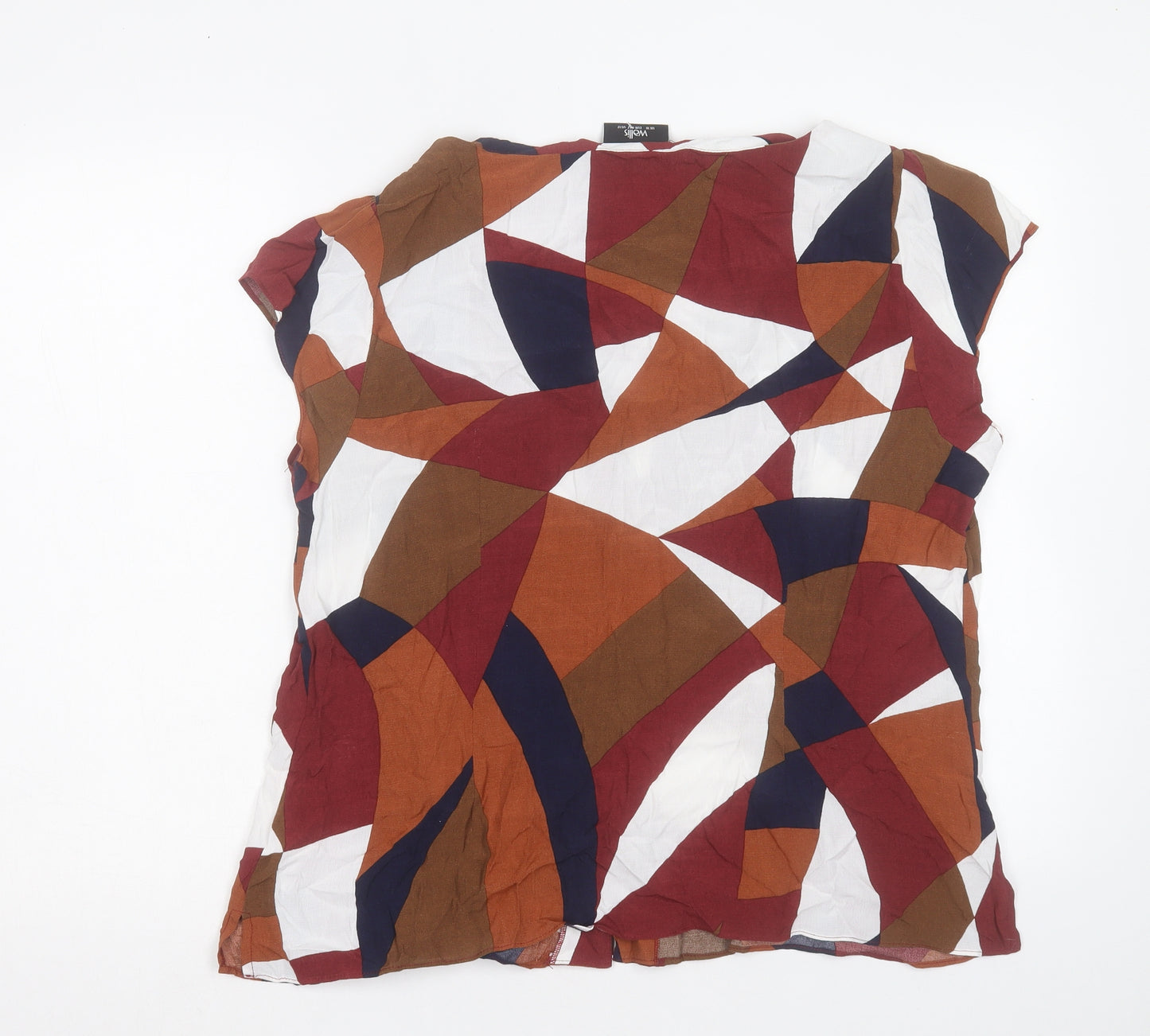Wallis Womens Multicoloured Geometric Viscose Basic Button-Up Size 16 V-Neck
