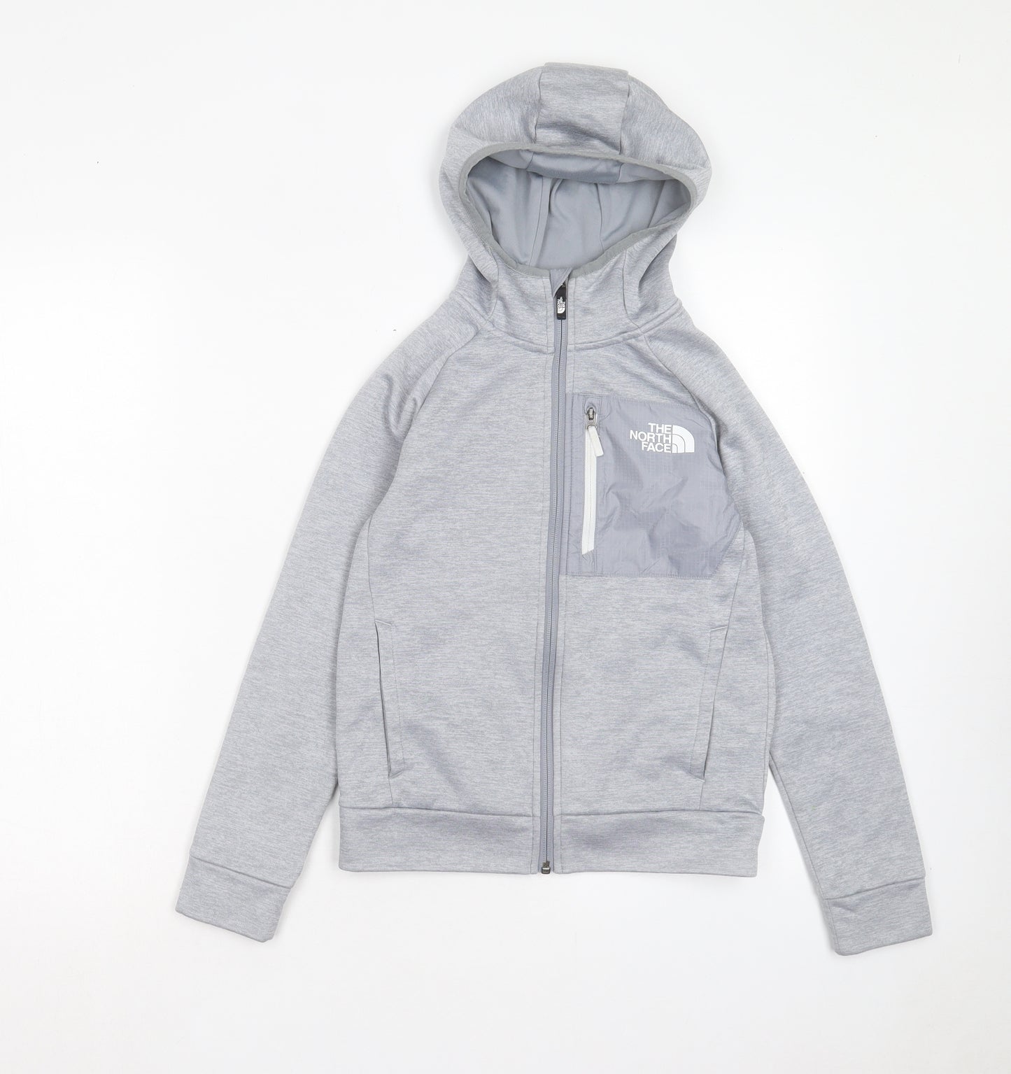 The North Face Boys Grey Polyester Full Zip Hoodie Size M Zip