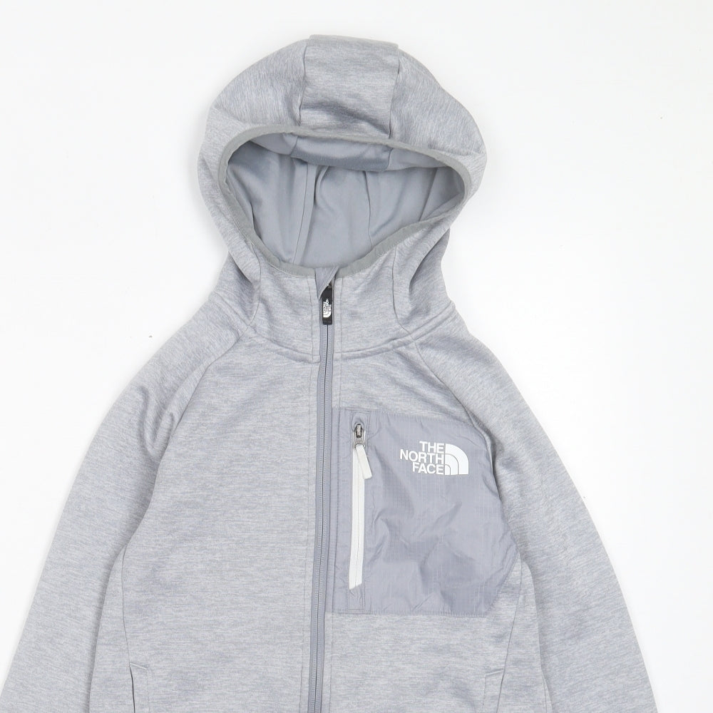 The North Face Boys Grey Polyester Full Zip Hoodie Size M Zip
