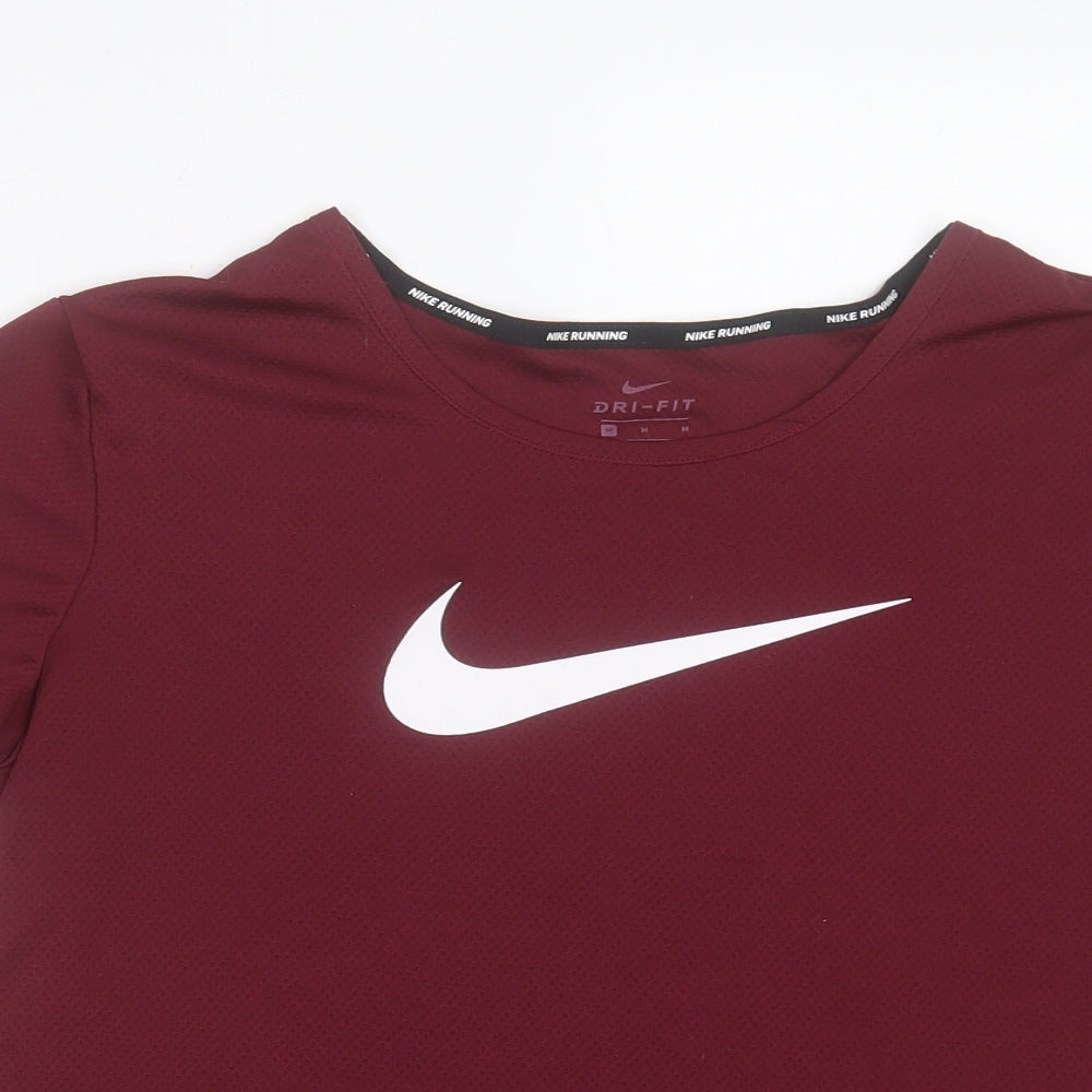 Nike Womens Red Polyester Pullover T-Shirt Size M Crew Neck Pullover