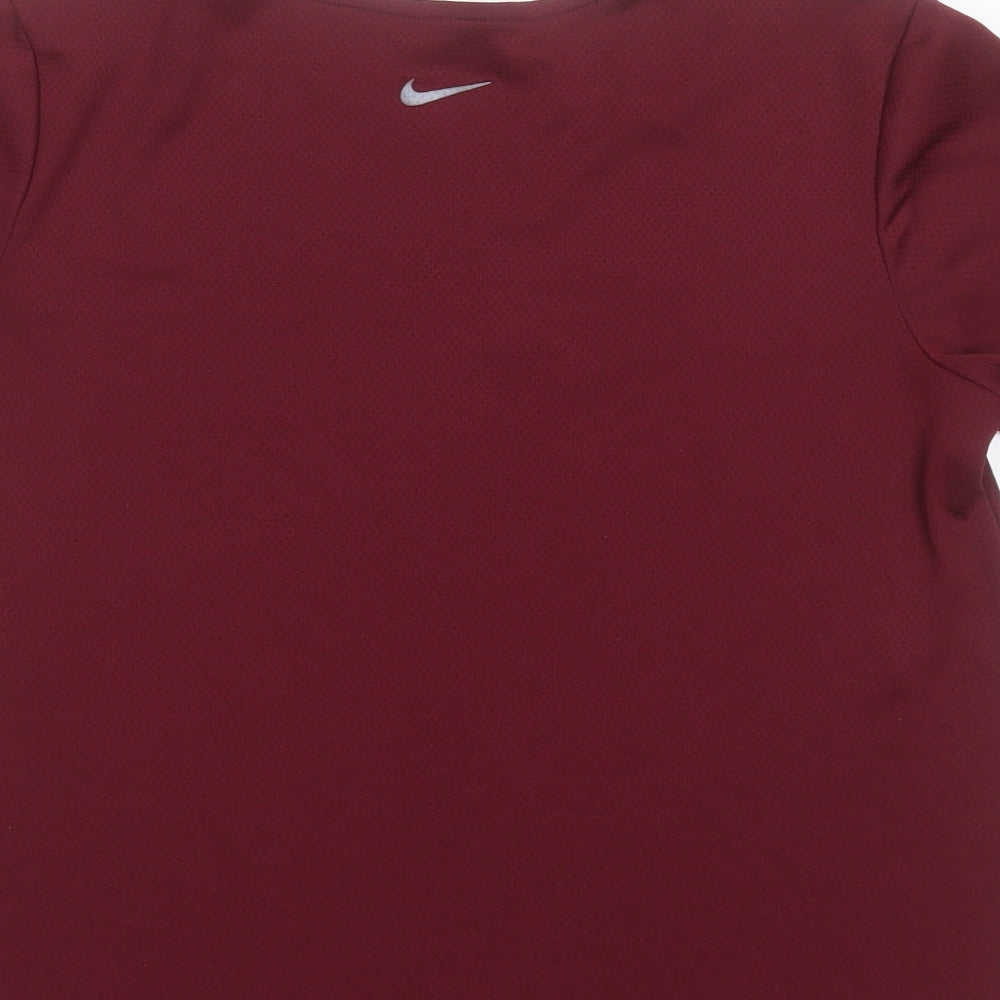 Nike Womens Red Polyester Pullover T-Shirt Size M Crew Neck Pullover
