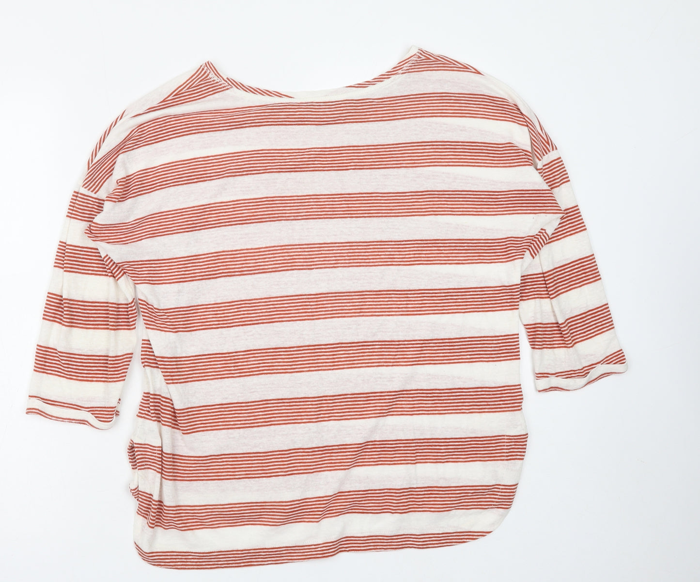 F&F Womens Red Striped Polyester Basic Blouse Size 16 Round Neck