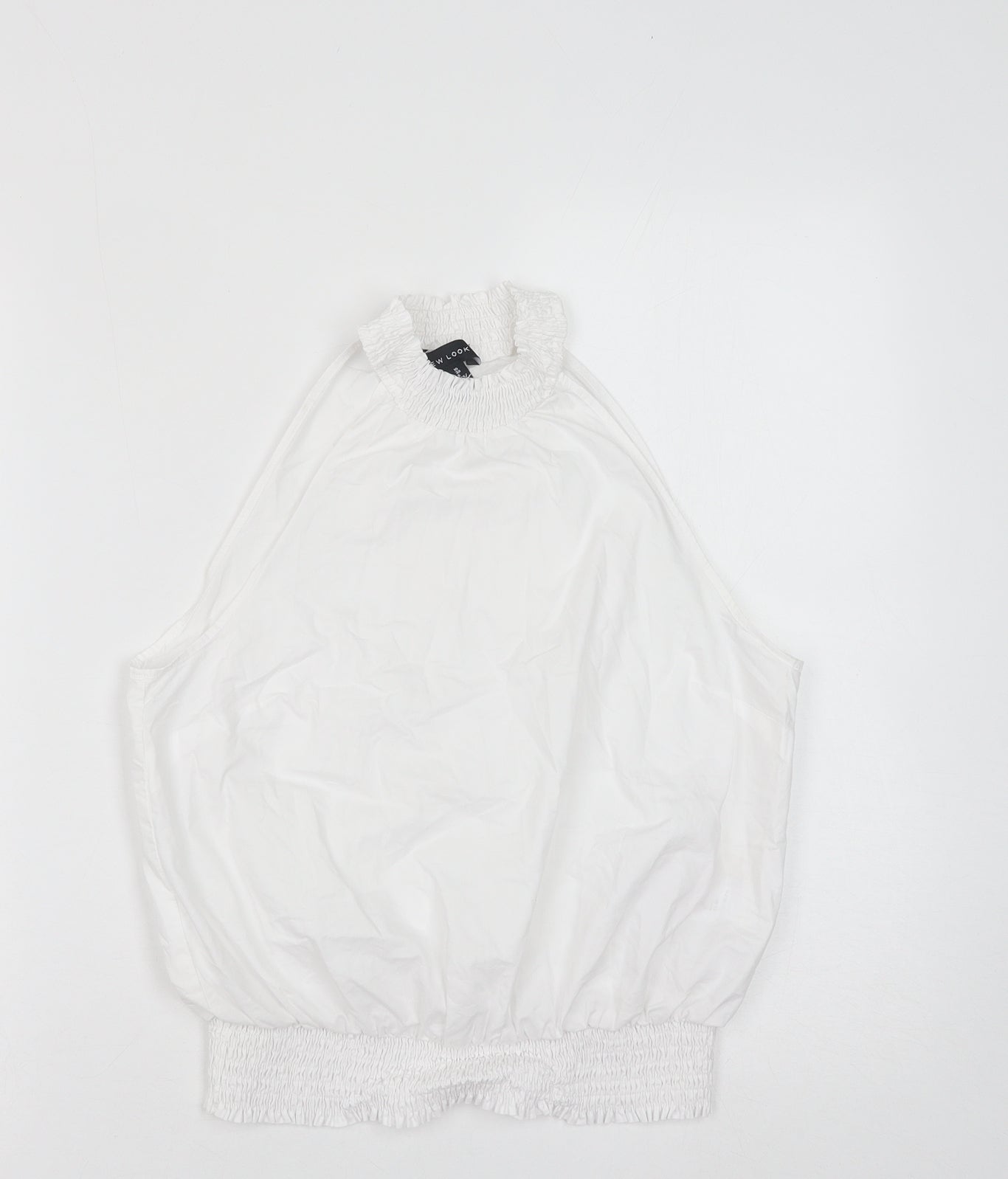 New Look Womens White Cotton Cropped Tank Size 10 Round Neck