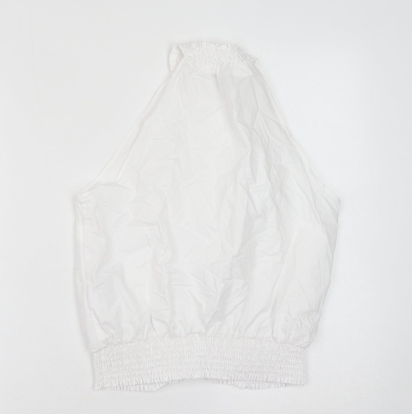 New Look Womens White Cotton Cropped Tank Size 10 Round Neck