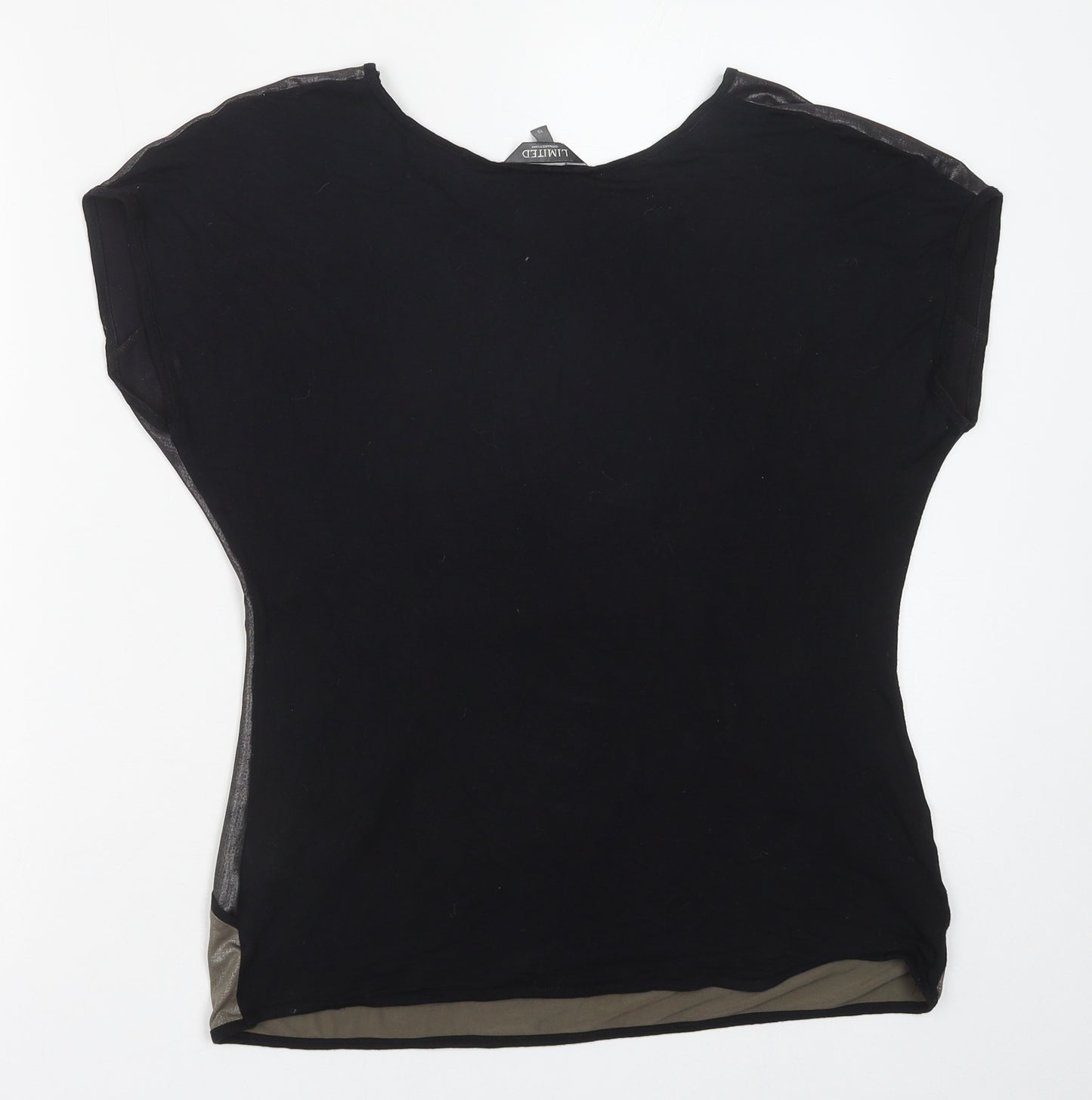 Marks and Spencer Womens Black Colourblock Polyester Basic Blouse Size 10 Round Neck