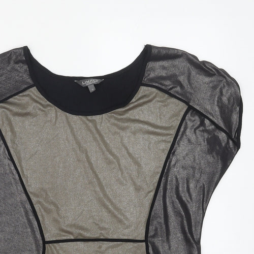 Marks and Spencer Womens Black Colourblock Polyester Basic Blouse Size 10 Round Neck