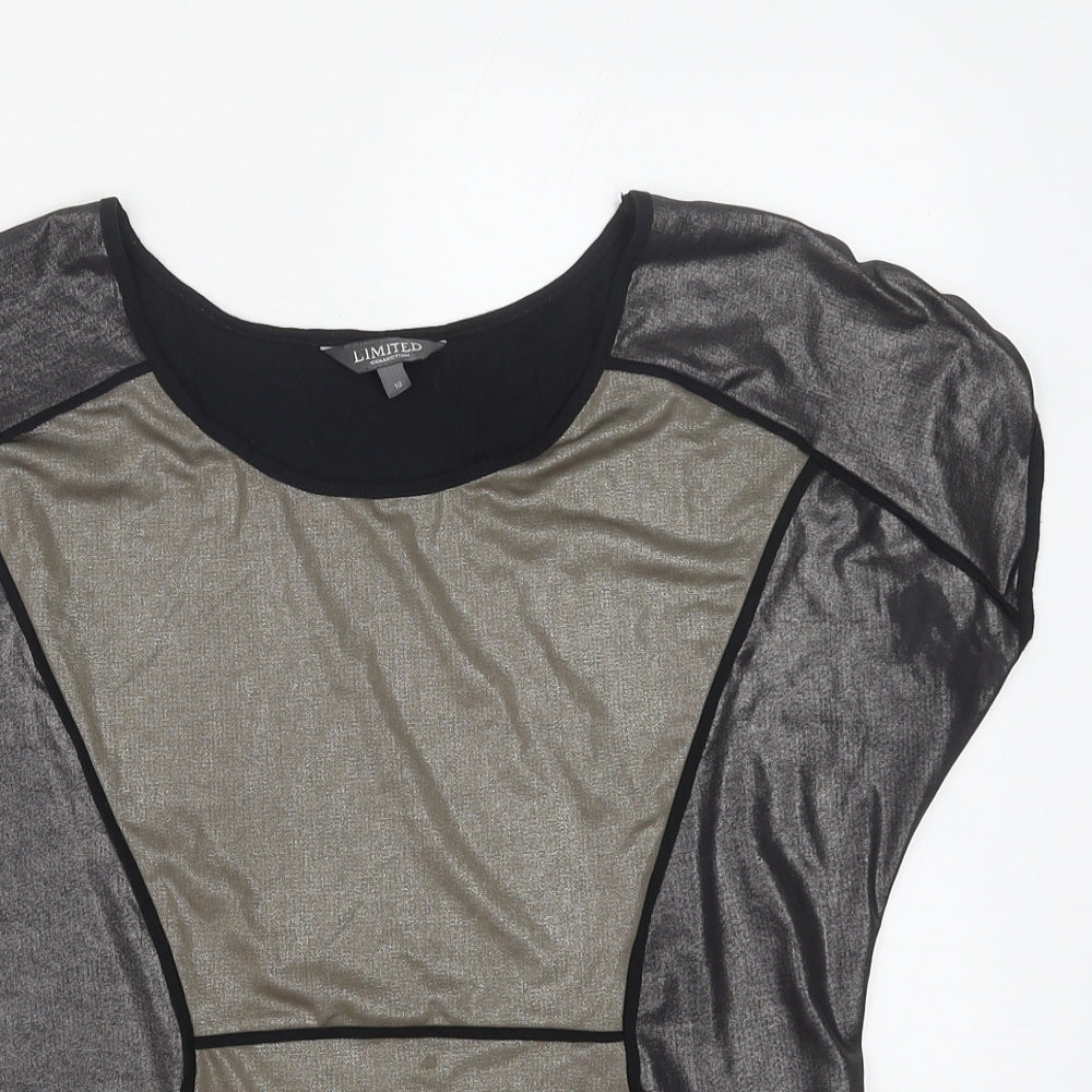 Marks and Spencer Womens Black Colourblock Polyester Basic Blouse Size 10 Round Neck