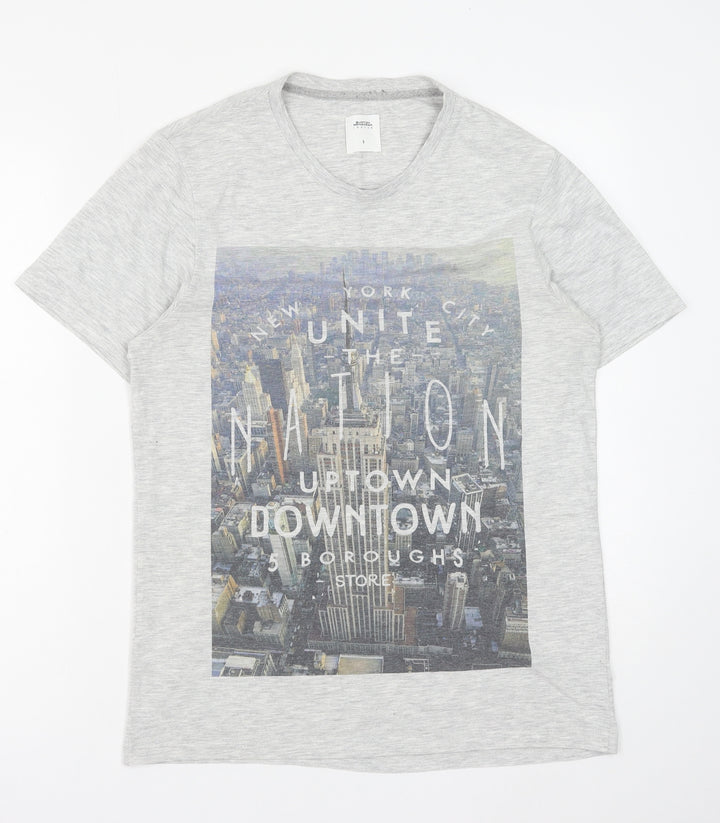 Burton Mens Grey Cotton T-Shirt Size S Round Neck - New York City