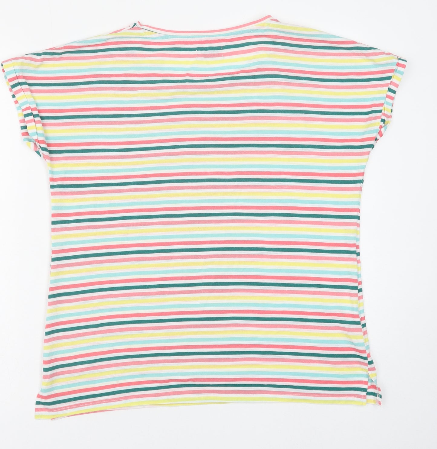 Papaya Womens Multicoloured Striped Polyester Basic T-Shirt Size 12 Round Neck