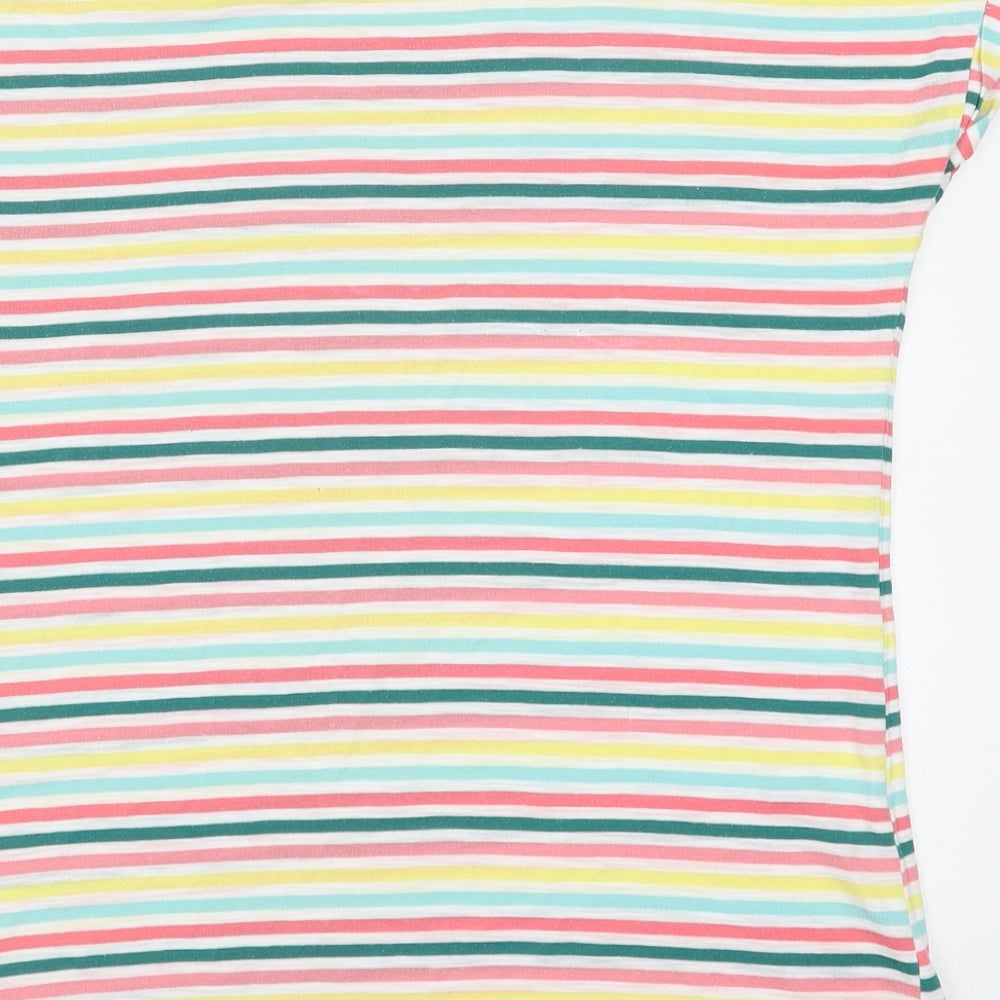 Papaya Womens Multicoloured Striped Polyester Basic T-Shirt Size 12 Round Neck