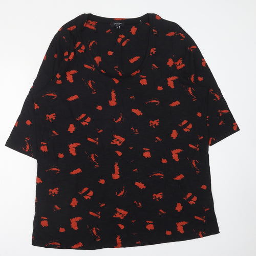 JD Williams Womens Black Geometric Polyester Basic Blouse Size 22 Scoop Neck