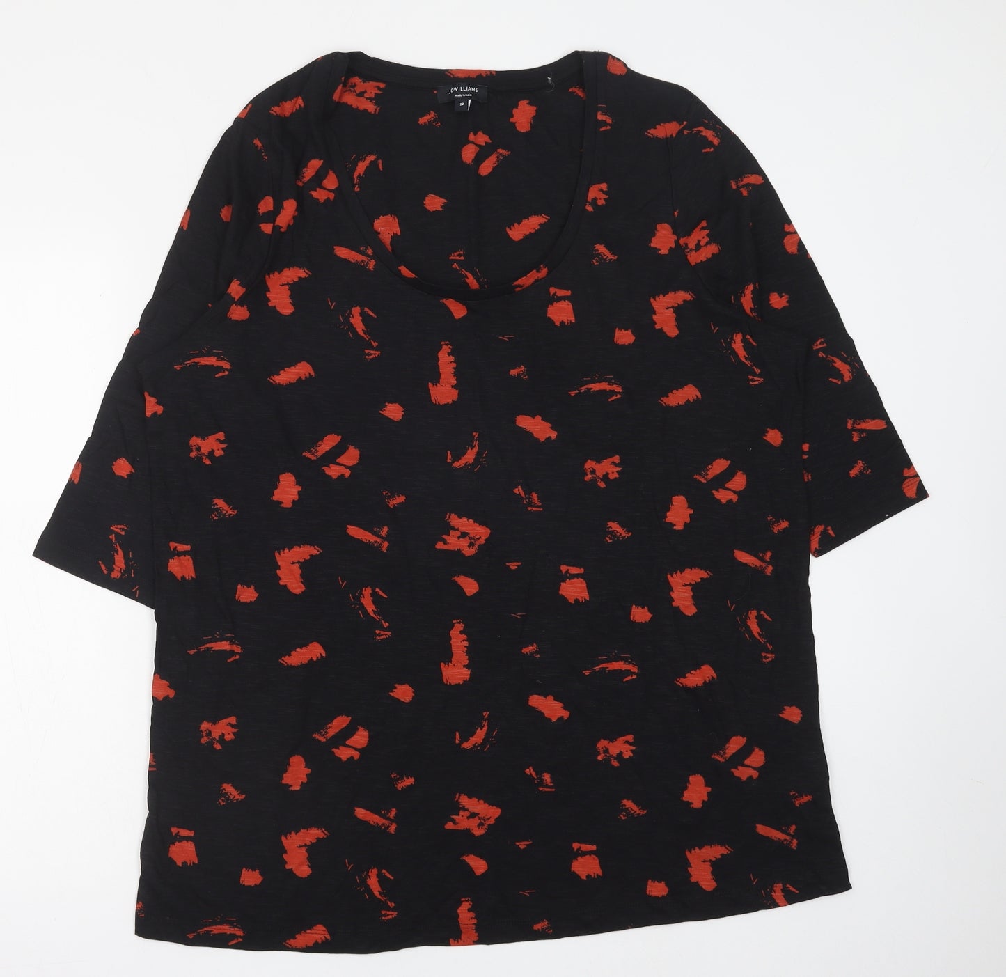 JD Williams Womens Black Geometric Polyester Basic Blouse Size 22 Scoop Neck
