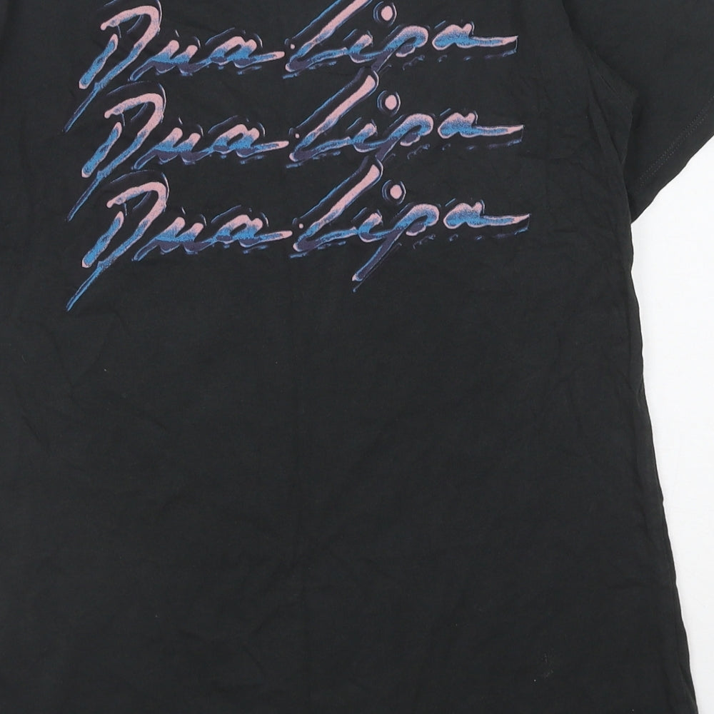 H&M Girls Black Cotton Basic T-Shirt Size 10-11 Years Round Neck Pullover - Dua Lipa