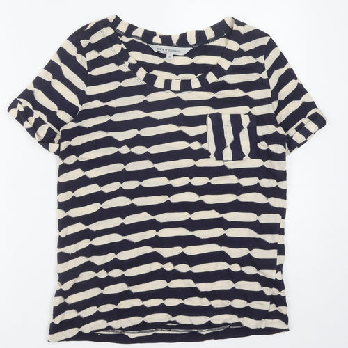 Crew Clothing Womens Blue Geometric Polyester Basic T-Shirt Size 10 Round Neck