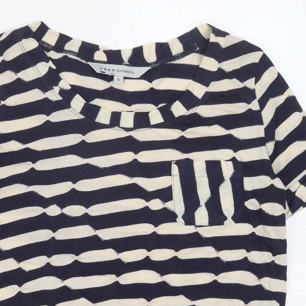 Crew Clothing Womens Blue Geometric Polyester Basic T-Shirt Size 10 Round Neck