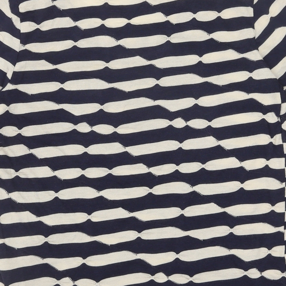 Crew Clothing Womens Blue Geometric Polyester Basic T-Shirt Size 10 Round Neck