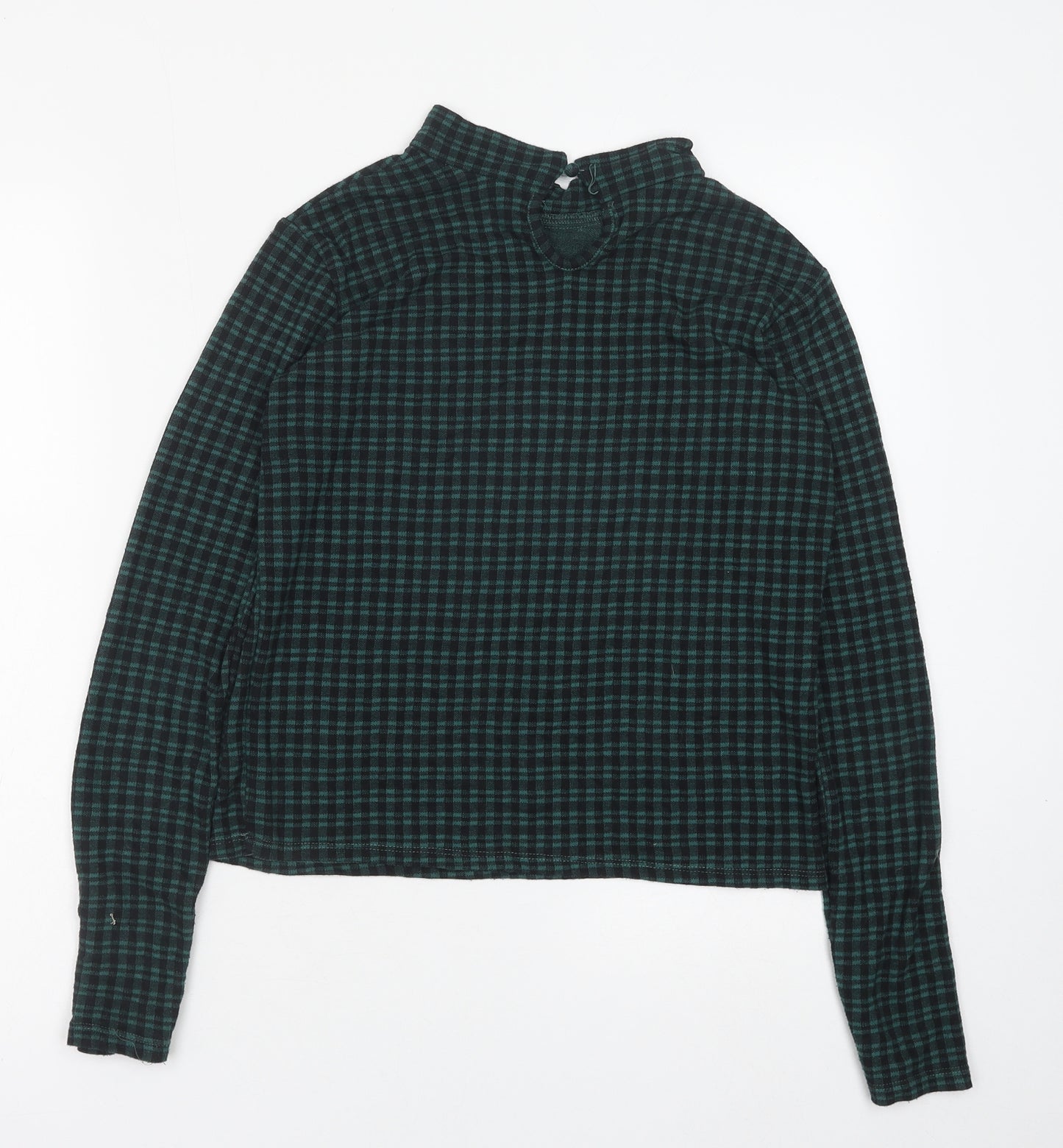 Primark Womens Green Geometric Polyester Basic Blouse Size XS Mock Neck