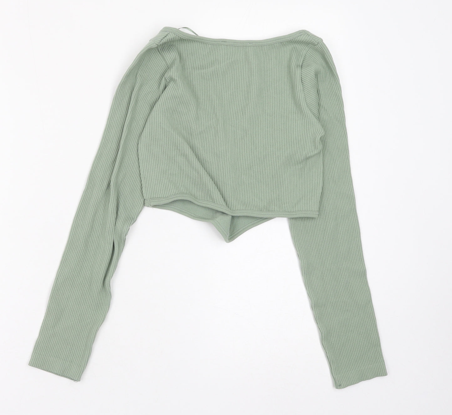 Zara Womens Green Polyester Cropped Blouse Size M Scoop Neck - Size M/L