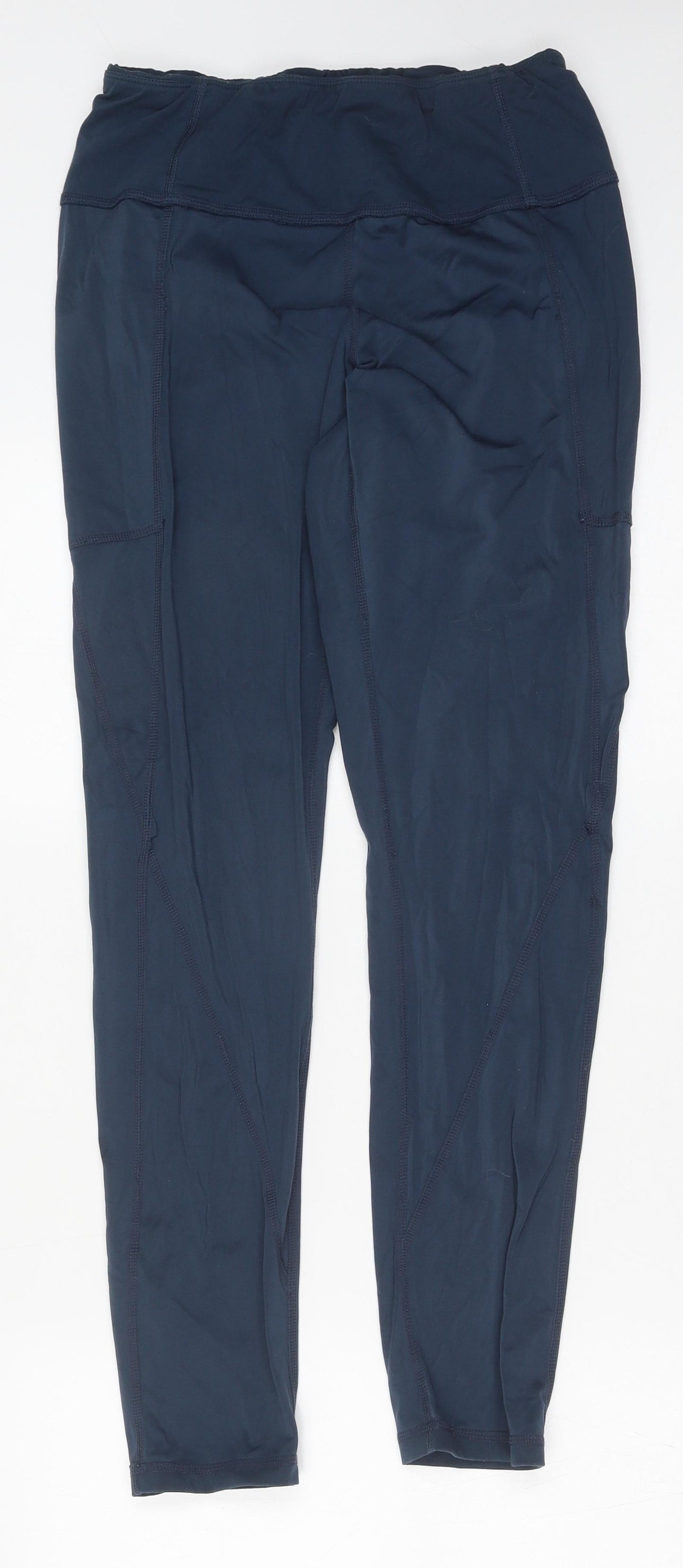 Preworn Womens Black Polyester Compression Leggings Size 28 in Regular Pullover