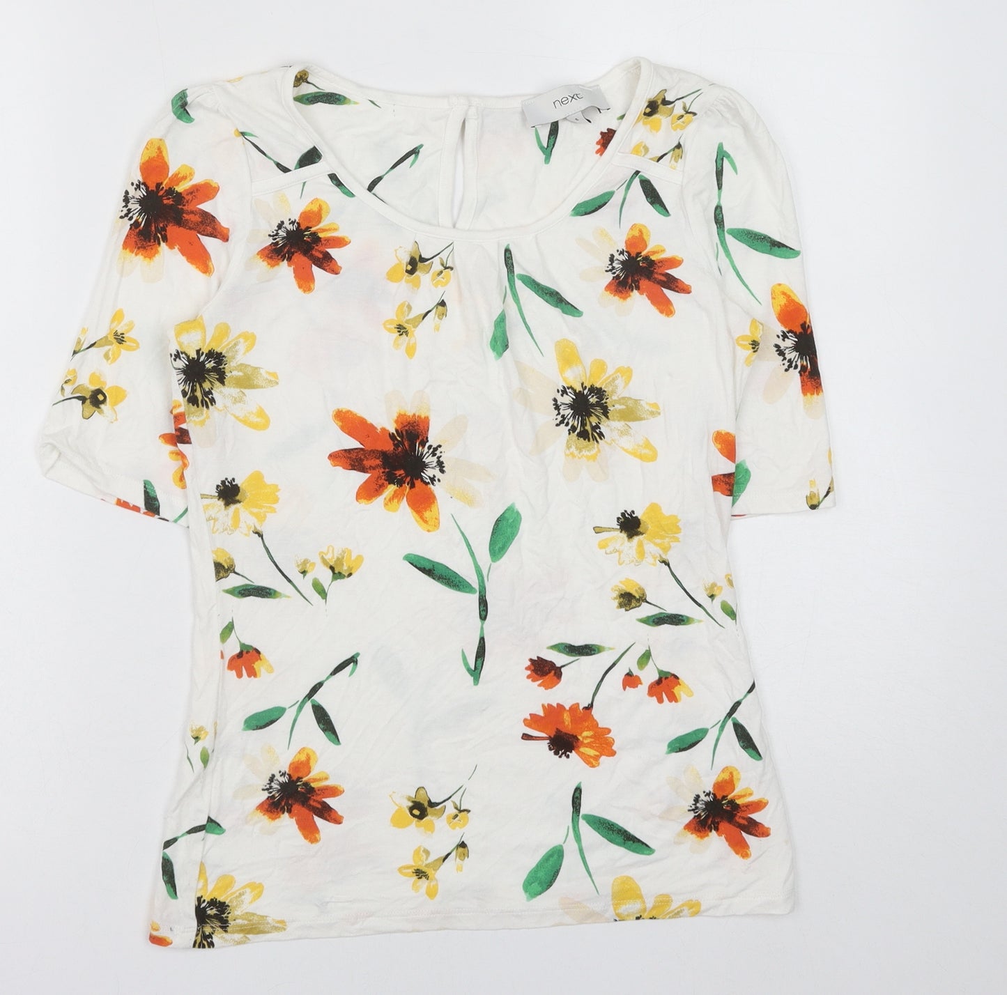 NEXT Womens Multicoloured Floral Viscose Basic Blouse Size 6 Round Neck