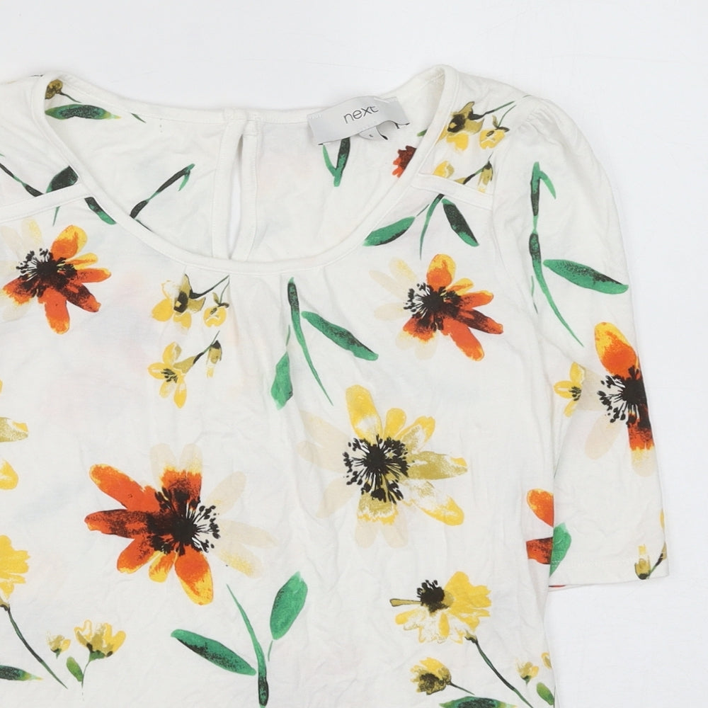 NEXT Womens Multicoloured Floral Viscose Basic Blouse Size 6 Round Neck