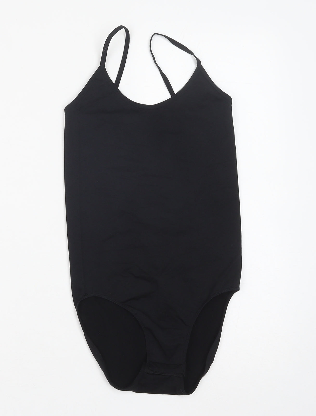 Preworn Womens Black Nylon Bodysuit One-Piece Size M Snap