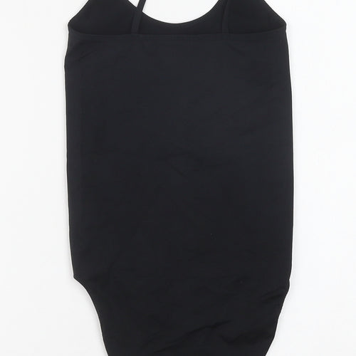 Preworn Womens Black Nylon Bodysuit One-Piece Size M Snap
