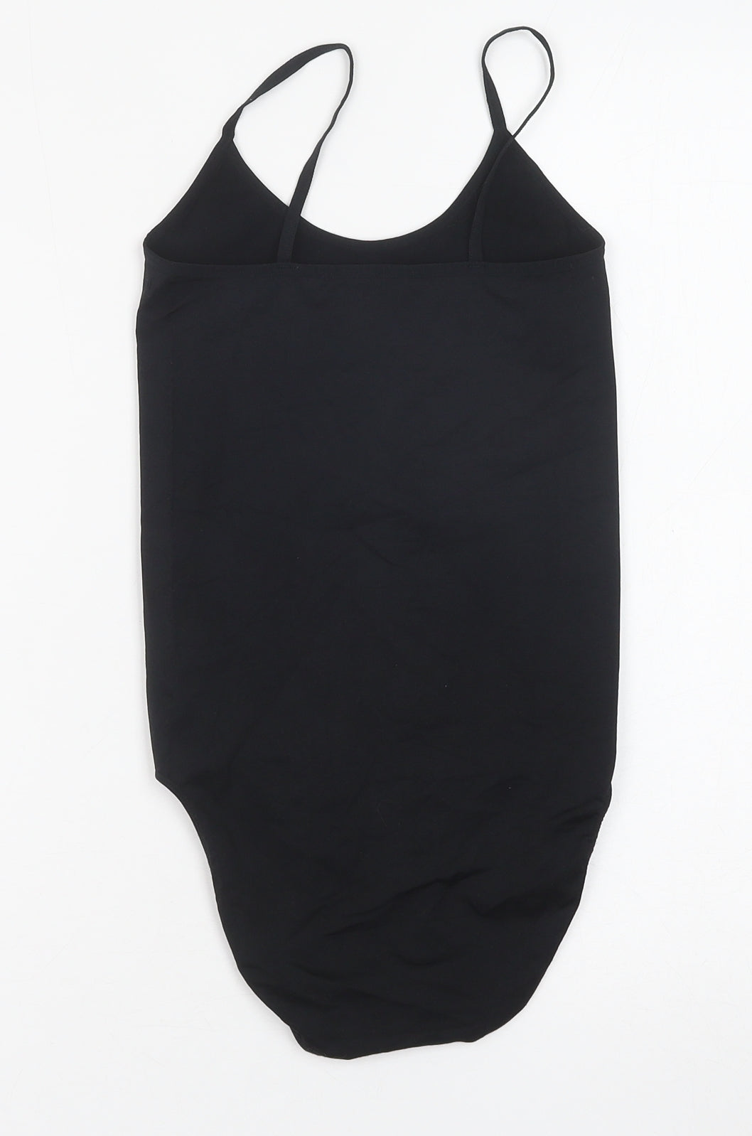 Preworn Womens Black Nylon Bodysuit One-Piece Size M Snap