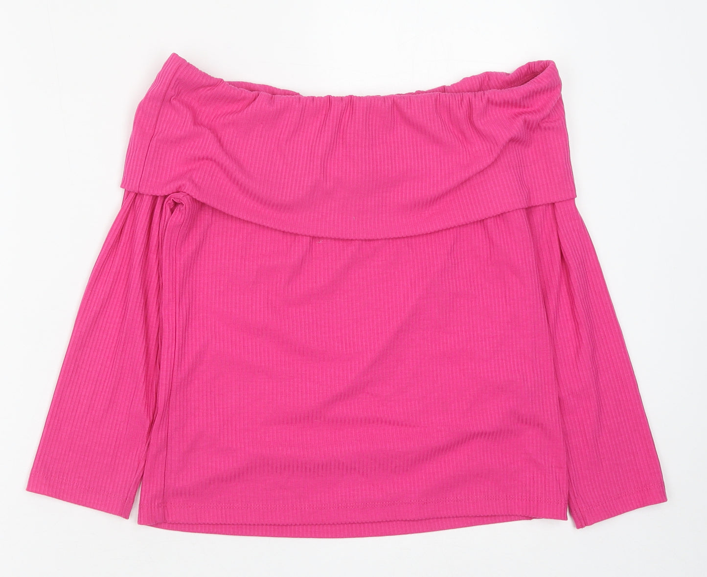 Primark Womens Pink Polyester Basic T-Shirt Size S Boat Neck
