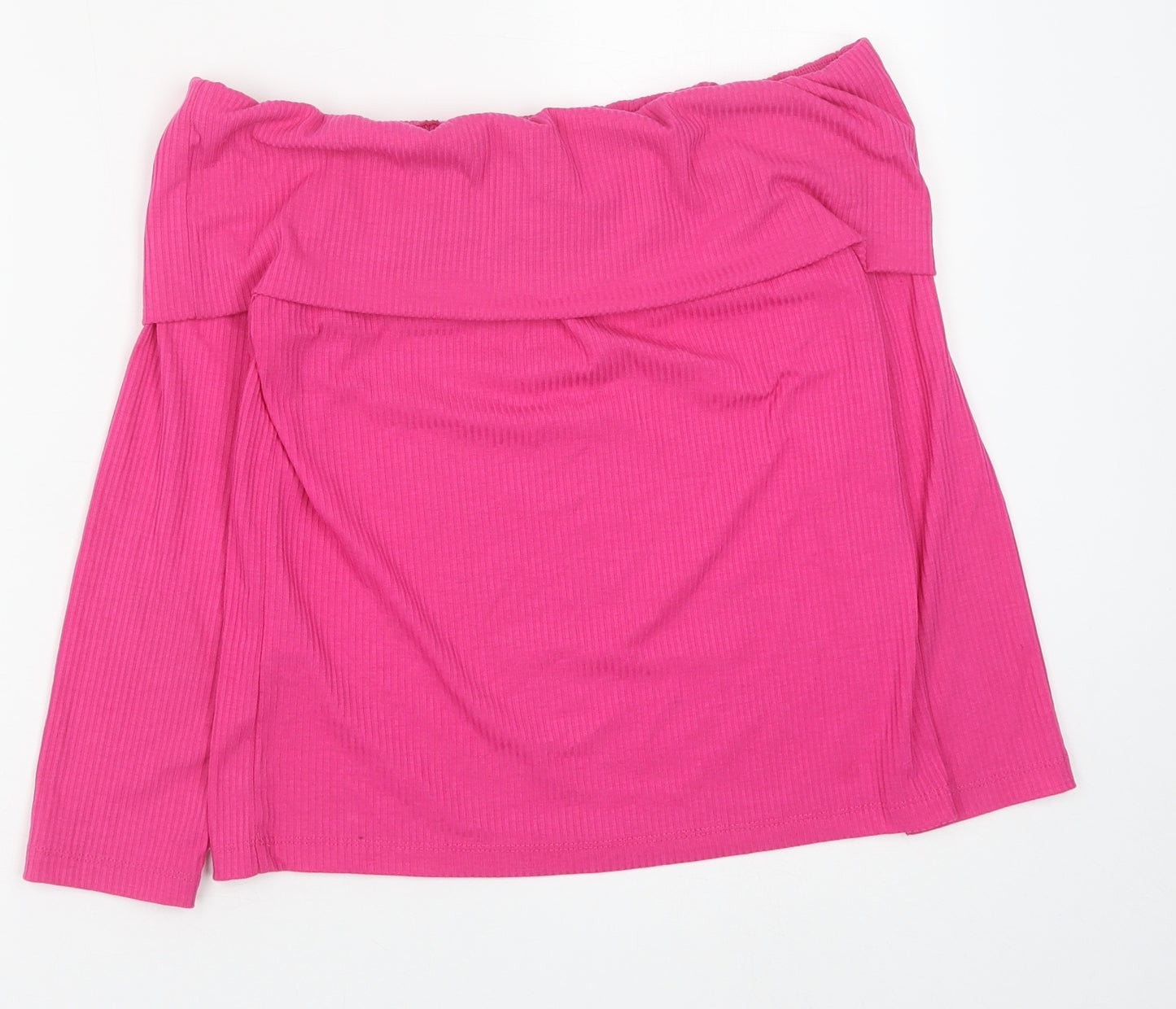 Primark Womens Pink Polyester Basic T-Shirt Size S Boat Neck