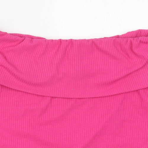 Primark Womens Pink Polyester Basic T-Shirt Size S Boat Neck