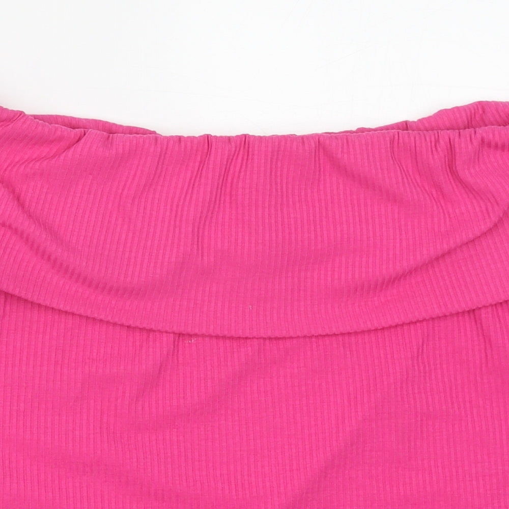 Primark Womens Pink Polyester Basic T-Shirt Size S Boat Neck