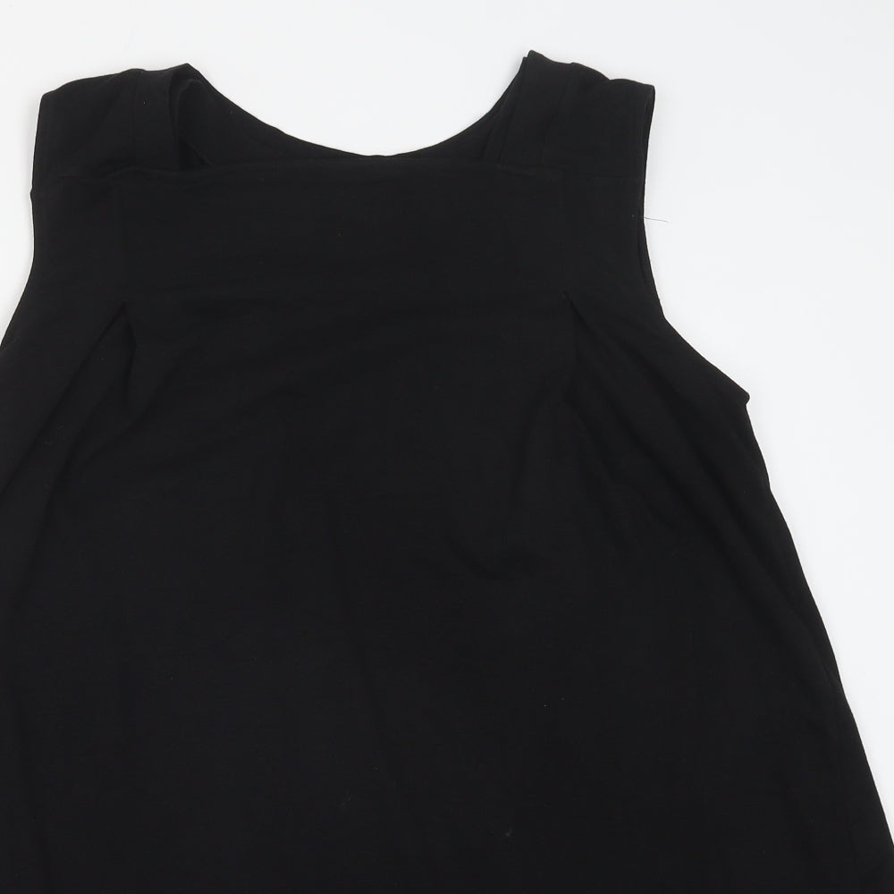 Preworn Womens Black Polyester Basic Tank Size M Round Neck