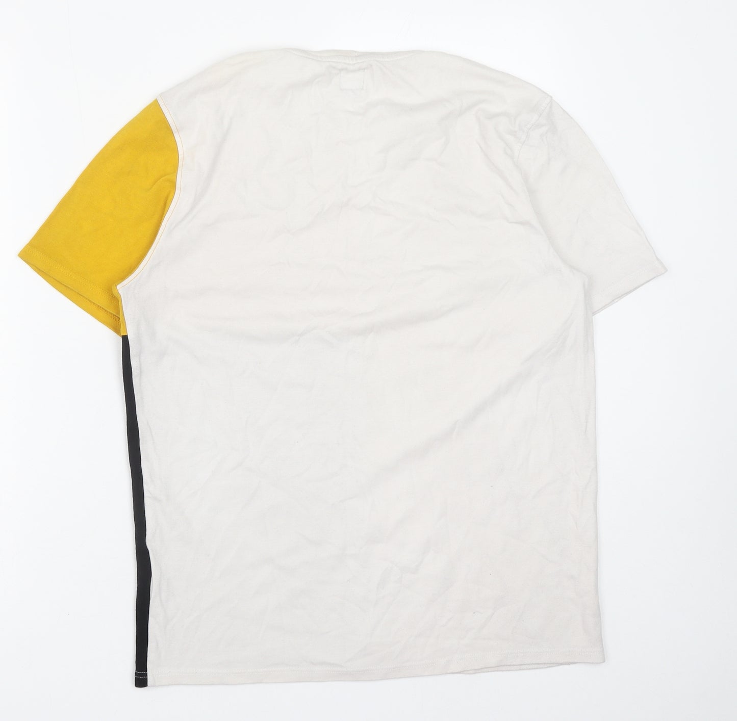River Island Mens Multicoloured Colourblock Cotton T-Shirt Size M Round Neck