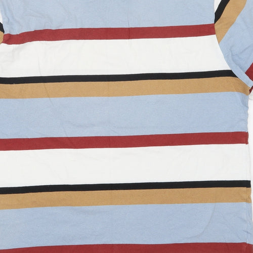 NEXT Mens Multicoloured Striped Cotton T-Shirt Size M Round Neck