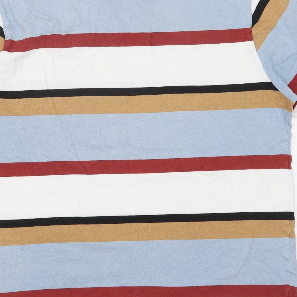 NEXT Mens Multicoloured Striped Cotton T-Shirt Size M Round Neck
