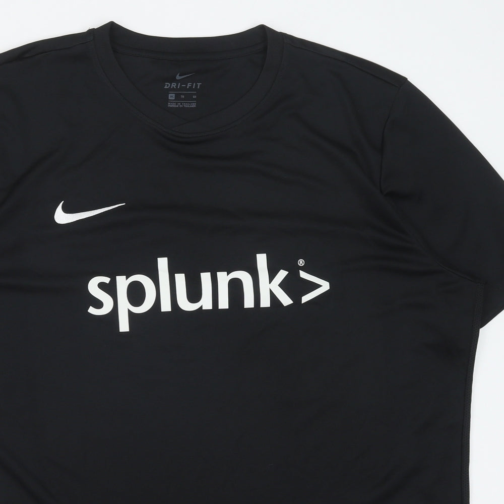 Nike Mens Black Polyester T-Shirt Size XL Round Neck