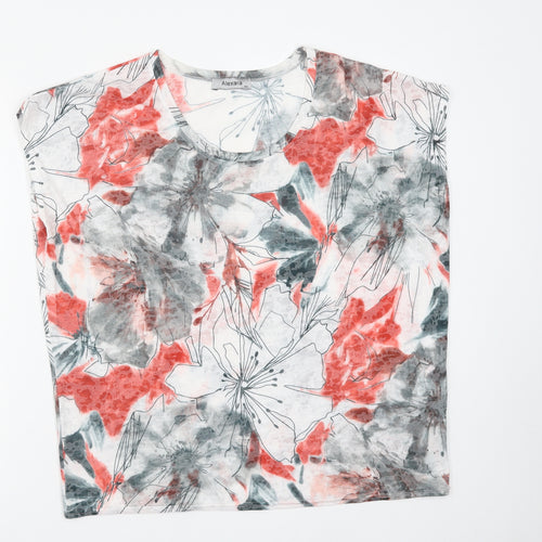 Alexandra Womens Multicoloured Floral Polyester Basic T-Shirt Size M Round Neck