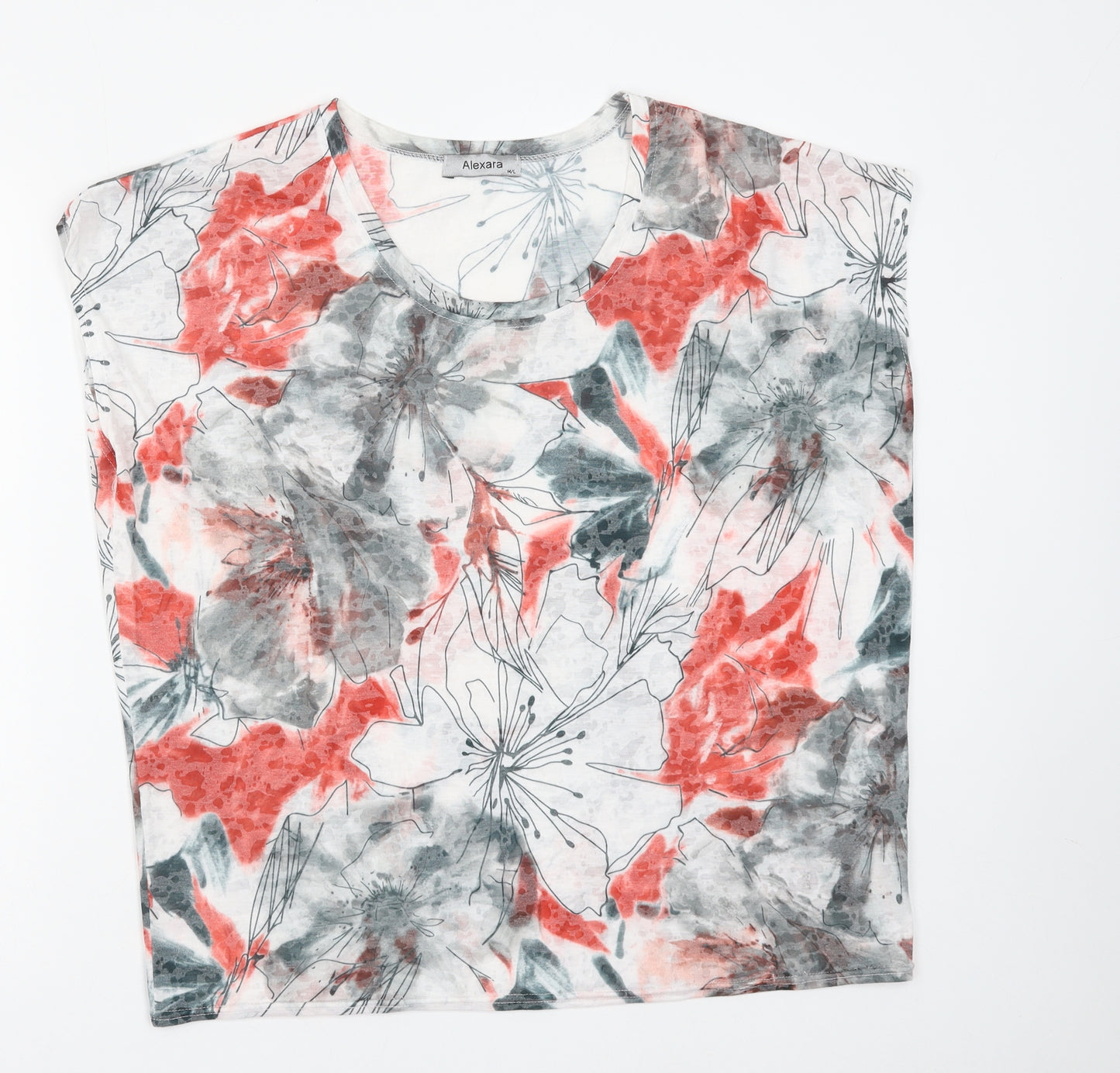 Alexandra Womens Multicoloured Floral Polyester Basic T-Shirt Size M Round Neck