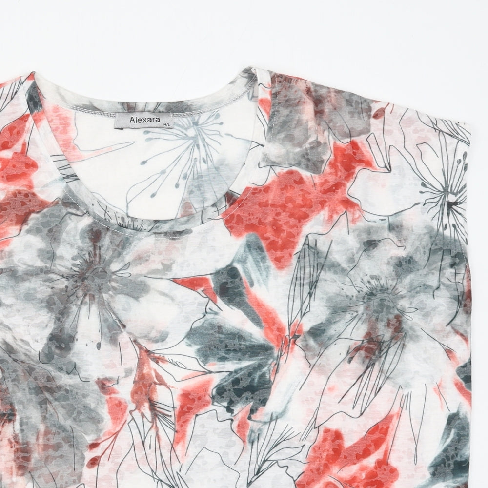 Alexandra Womens Multicoloured Floral Polyester Basic T-Shirt Size M Round Neck