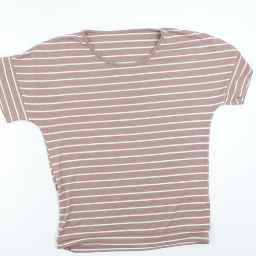 Nutmeg Womens Pink Polyester Basic T-Shirt Size 12 Round Neck