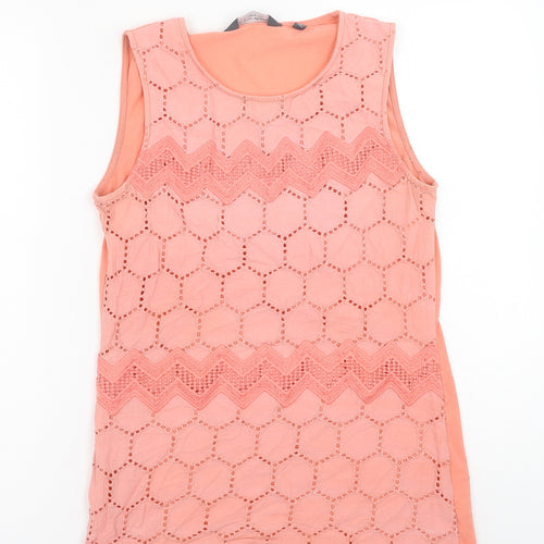 Dorothy Perkins Womens Orange Geometric Cotton Basic Tank Size 8 Round Neck