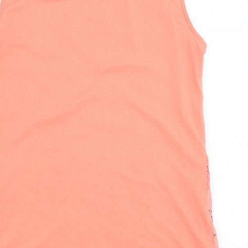 Dorothy Perkins Womens Orange Geometric Cotton Basic Tank Size 8 Round Neck