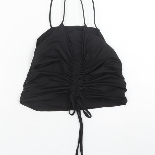 SheIn Womens Black Polyester Basic Tank Size M V-Neck - Ruched